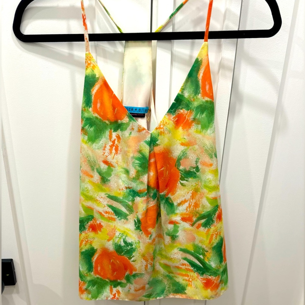 Alice + Olivia Bright Racerback Spaghetti Strap Top